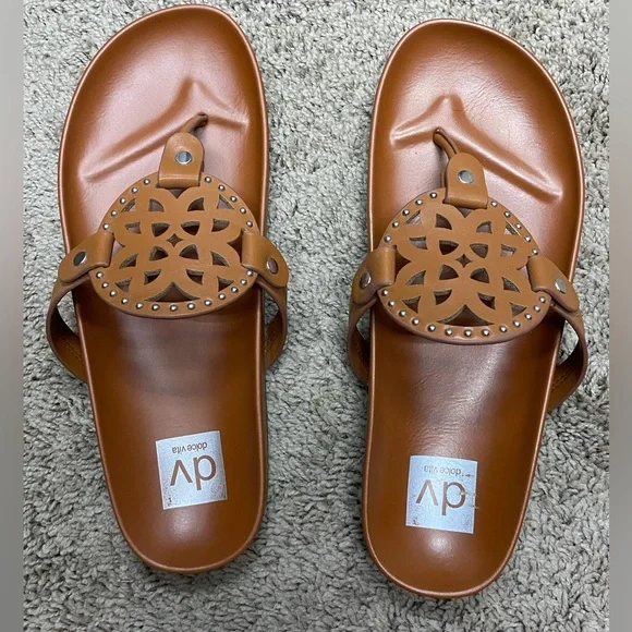 🤎DV by Dolce Vita • brown laser cut slip on sandal • 7 - Picture 1 of 8